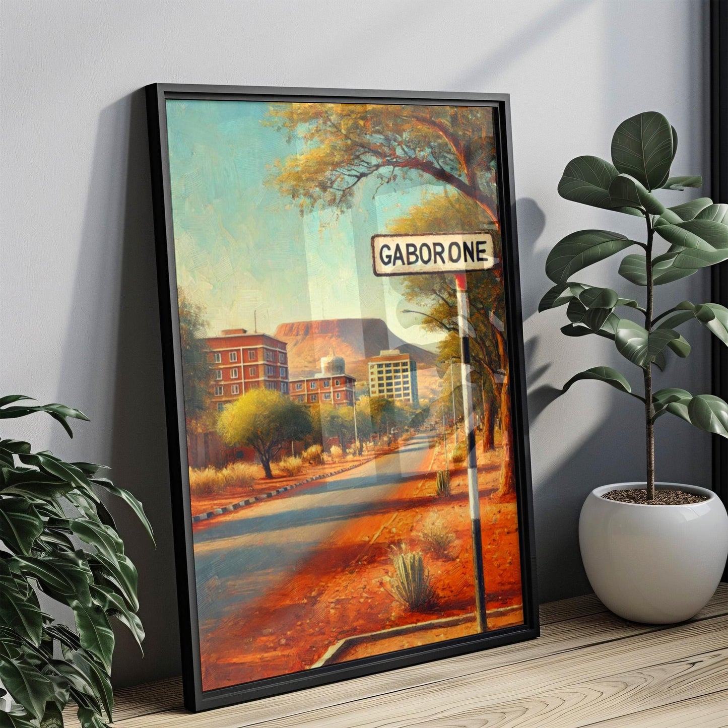 Botswana Wall Art Gaborone Print African Decor Travel Poster Housewarming Gift Unique Botswana Gift Map Artwork
