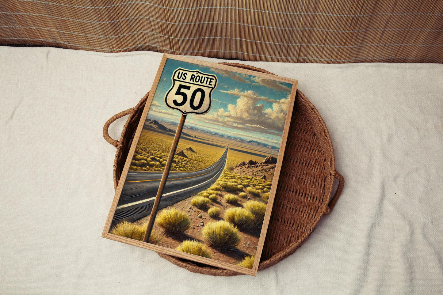 US Route 50 Wall Art Nevada Print Travel Poster American Road Map Decor Housewarming Gift