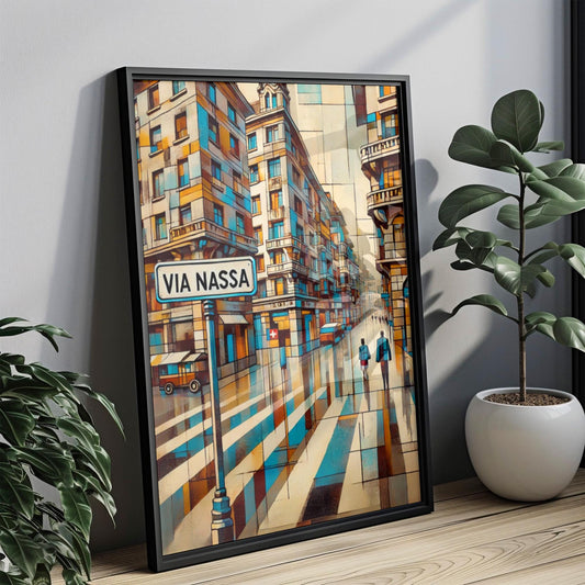 Switzerland Via Nassa Wall Art Print – Lugano Travel Poster, Swiss Gift & Housewarming Decor, Modern Swiss Travel Print for Home
