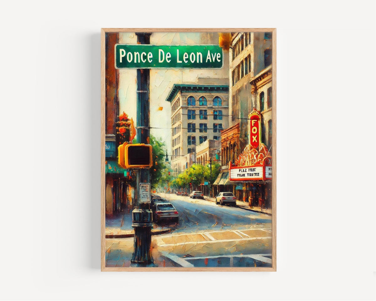 Ponce De Leon Ave Cityscape Print - Atlanta, Georgia, USA