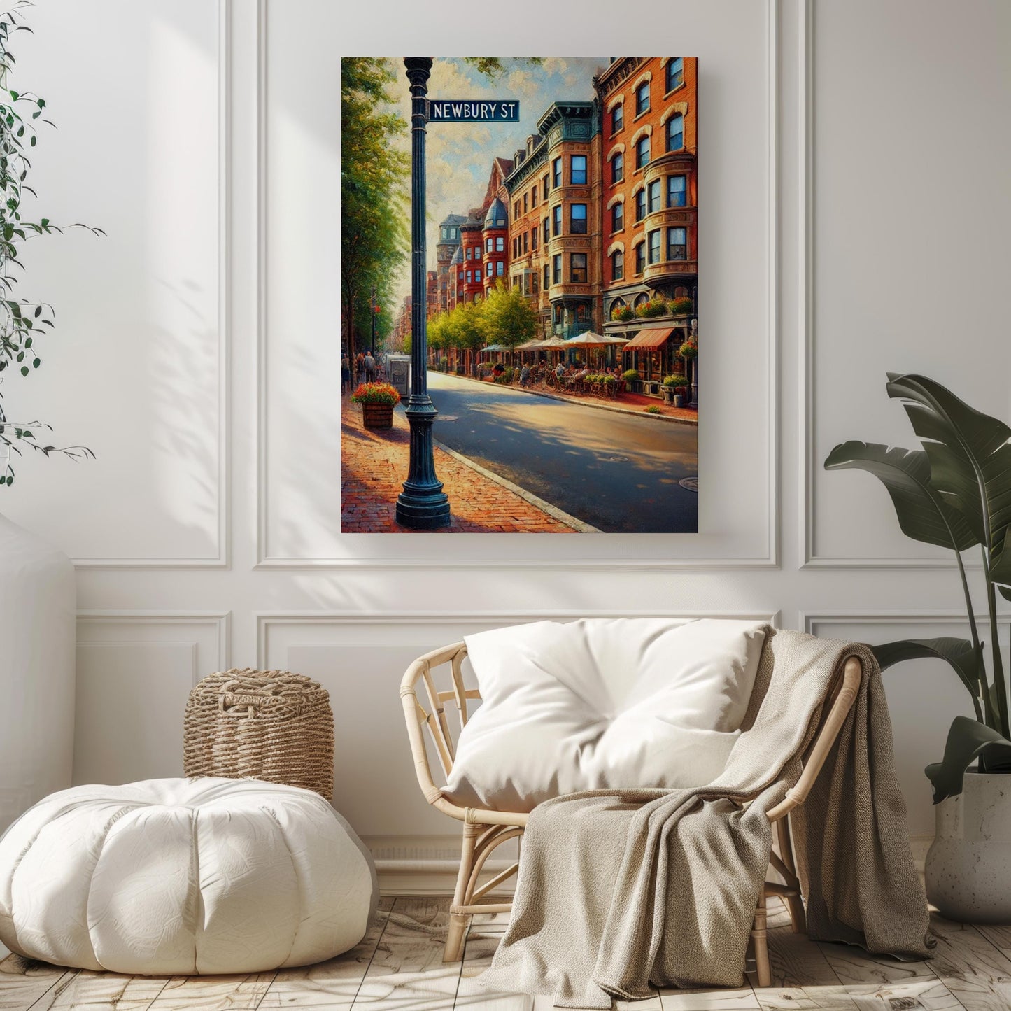 Newbury St Wall Art - Boston Travel Print & Massachusetts Decor, Housewarming Gift, Newbury Street Poster, Boston City Artwork