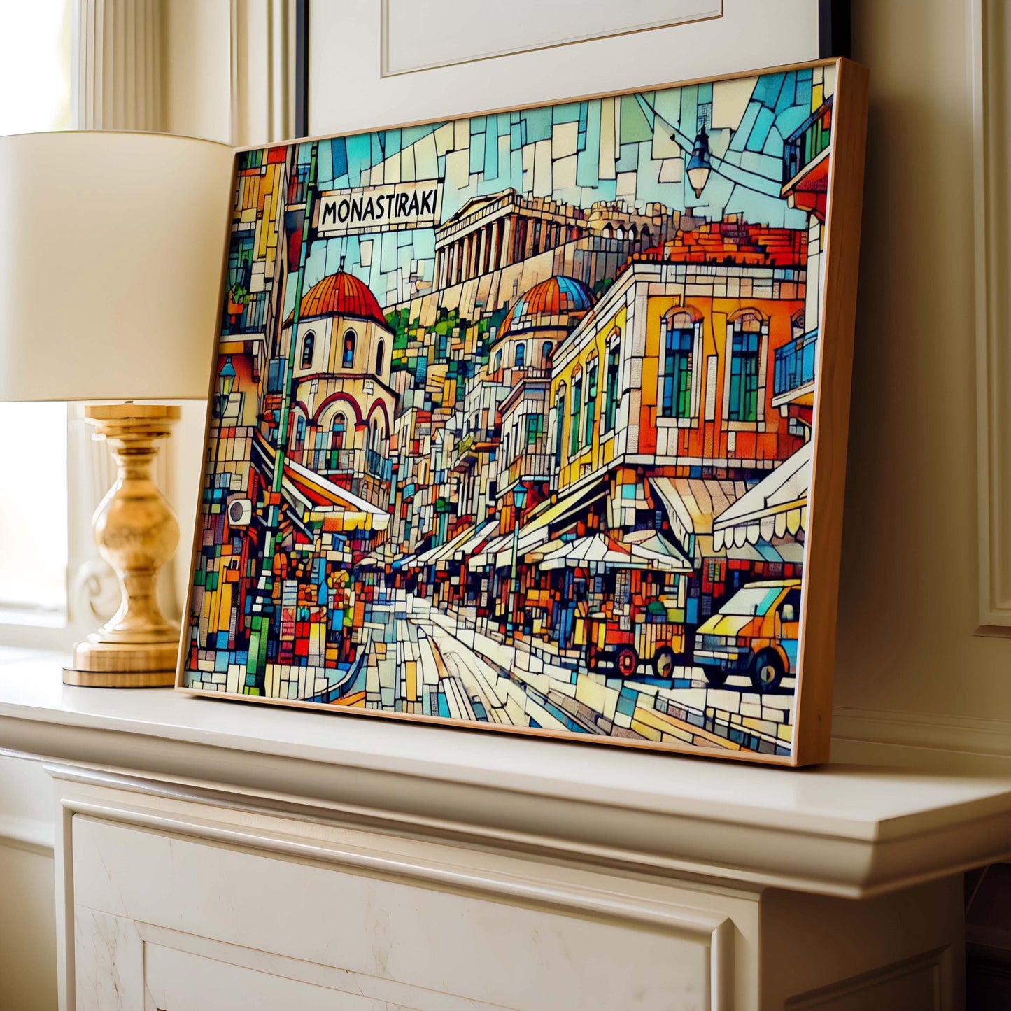 Monastiraki Wall Art Print - Athens Travel Poster, Greek Art Gift, Housewarming Decor, Monastiraki Athens Illustration