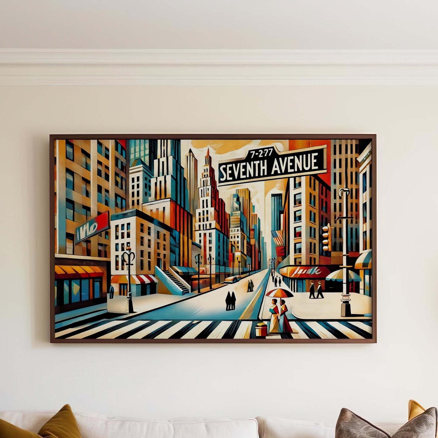 Manhattan Art Seventh Avenue Print, New York City Travel Poster, NYC Wall Art, Housewarming Gift, Modern Urban Decor