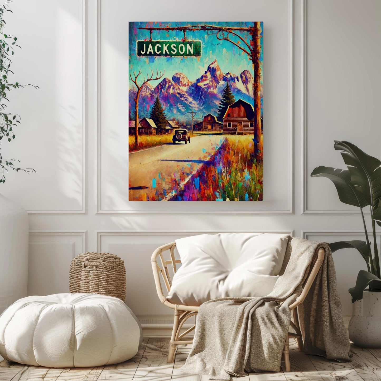 Wyoming Wall Art Jackson Print – Travel Poster USA Souvenir Decor, Housewarming Gift, Rustic Wyoming Art for Home & Office
