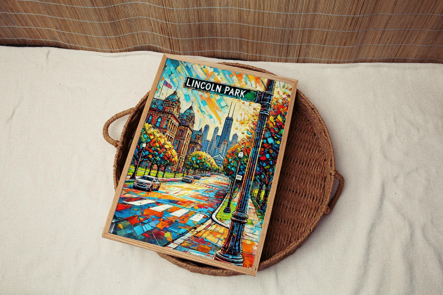 Chicago Lincoln Park Wall Art Print - Travel Poster & Gift, Chicago Cityscape, American Home Decor, Housewarming Present