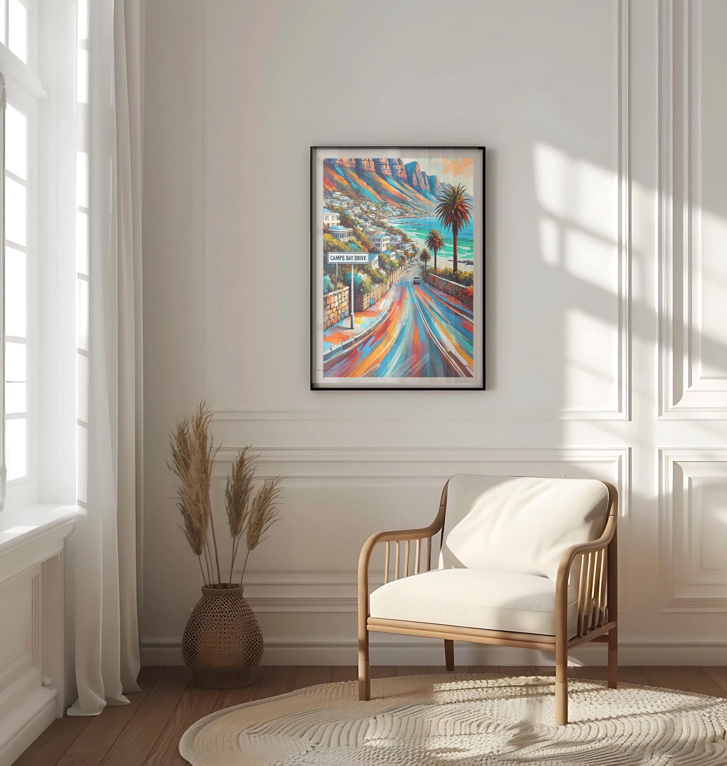 Camps Bay Drive Wall Art, Cape Town Travel Print, South Africa Gift, Coastal Home Decor, Travel Poster, Camps Bay Poster