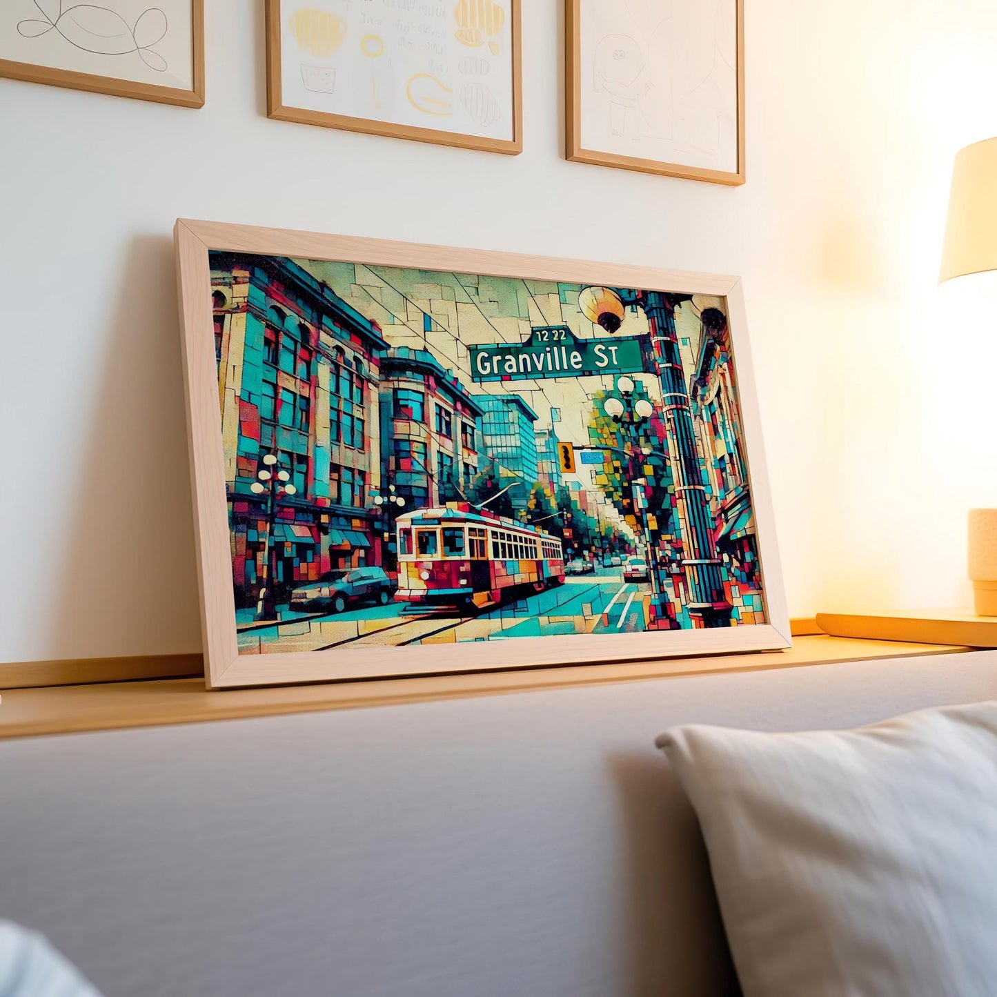 Granville St Wall Art Print - Vancouver Travel Poster, Canada Gift, Housewarming Decor, Canadian Cityscape Illustration