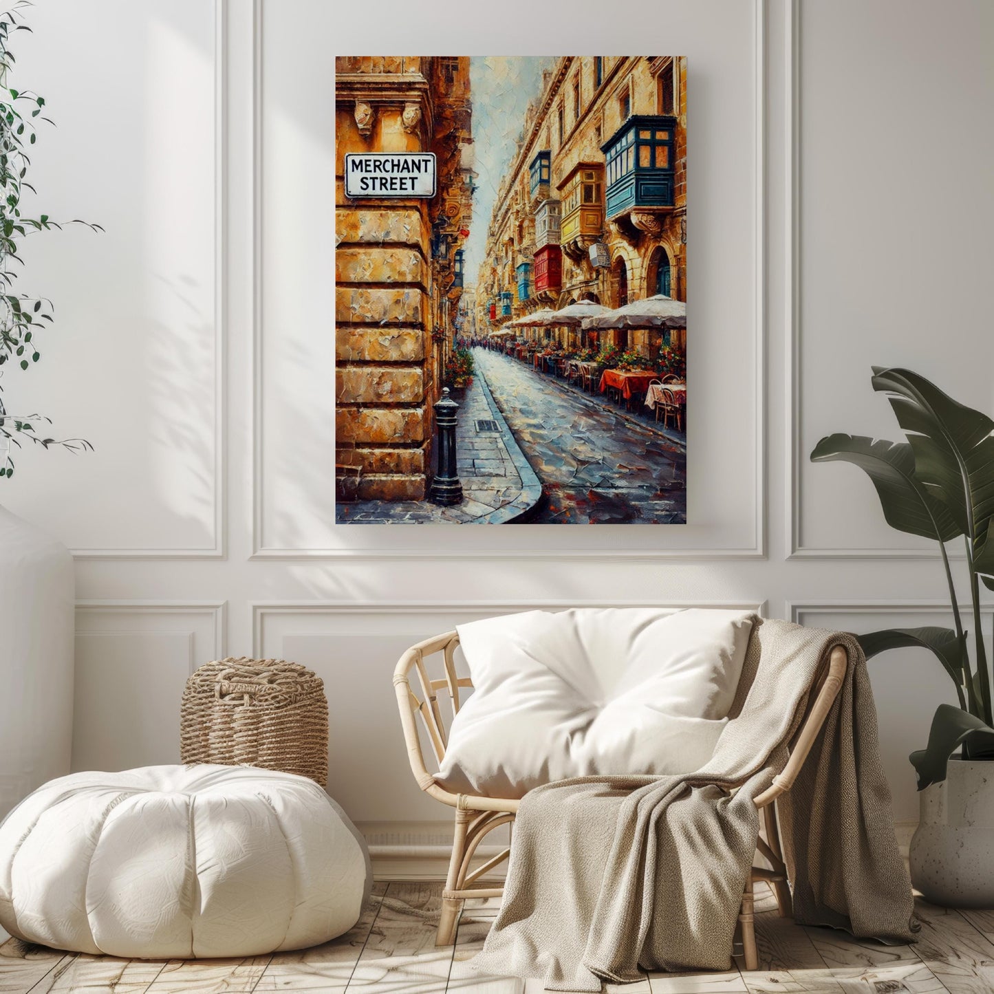 Malta Merchant St Wall Art Print - European Travel Poster, Housewarming Gift, Souvenir Malta Art, Merchant Street Travel Print