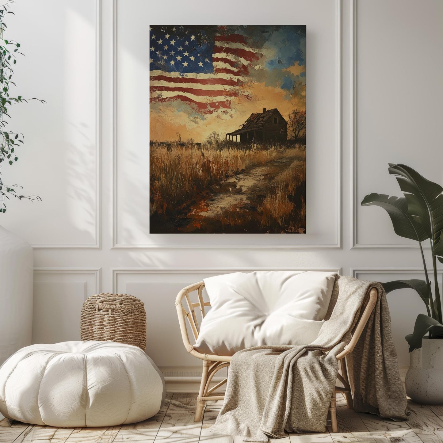 American Home Wall Art | Abstract USA Poster | Patriotic United States Decor | American Independence Artwork for Home