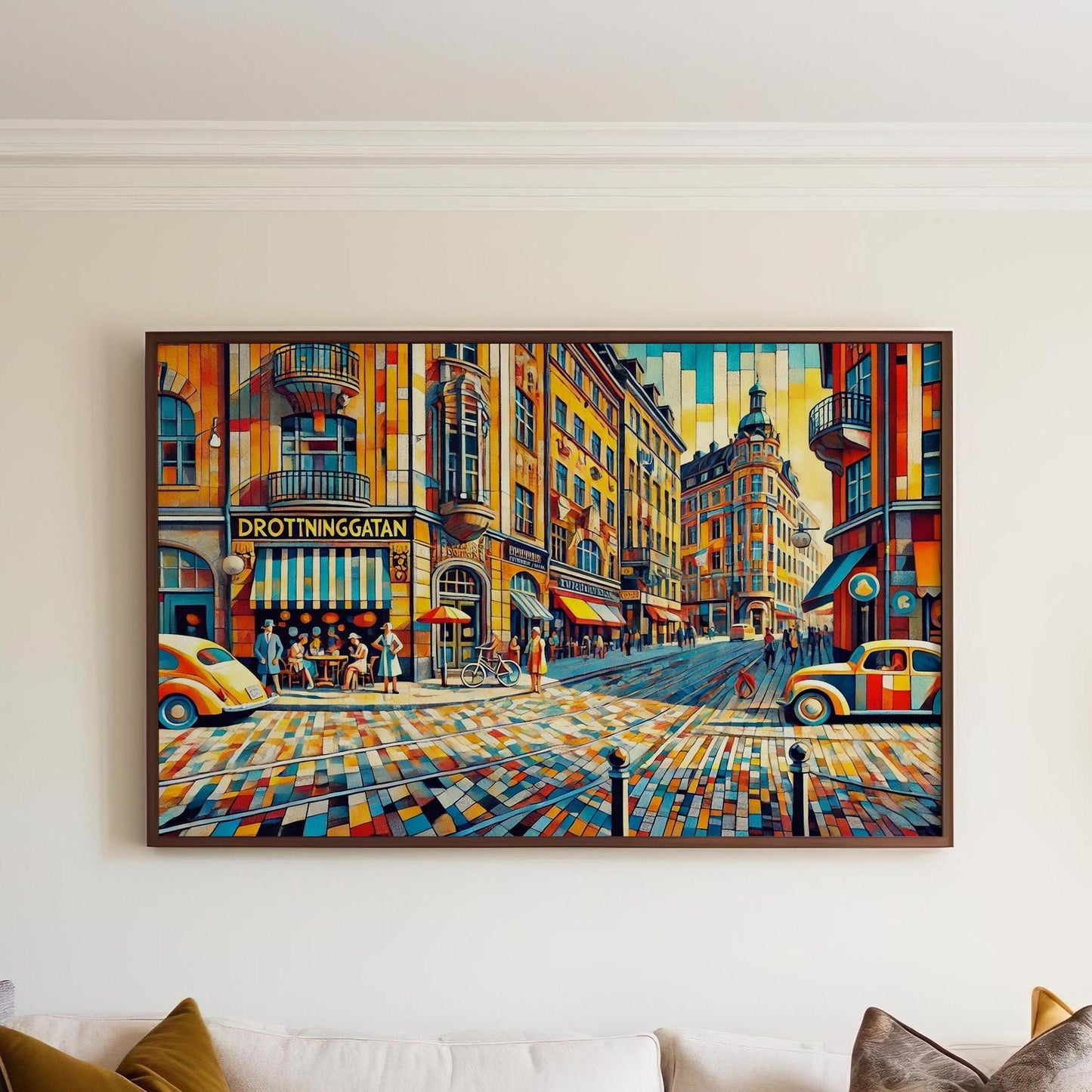 Drottninggatan Wall Art Print - Sweden Travel Poster, Scandinavian Home Decor, Housewarming Gift, Drottninggatan Sweden Map Art