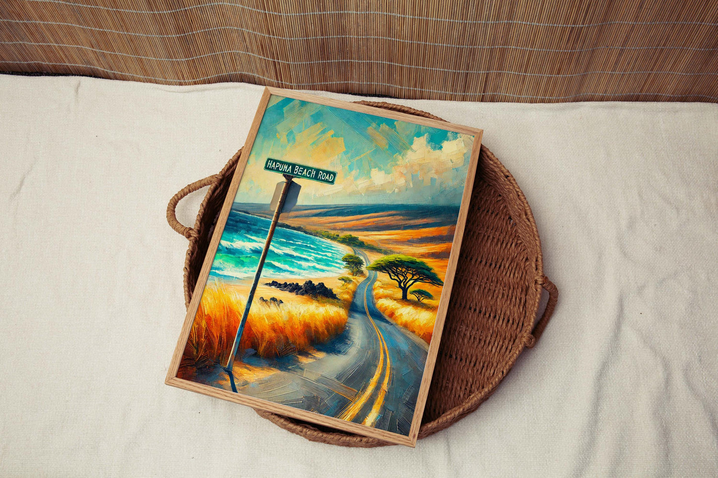 Hapuna Beach Road Wall Art - Big Island Hawaii Travel Print, Tropical Beach Poster, Waimea Home Decor, Housewarming Gift
