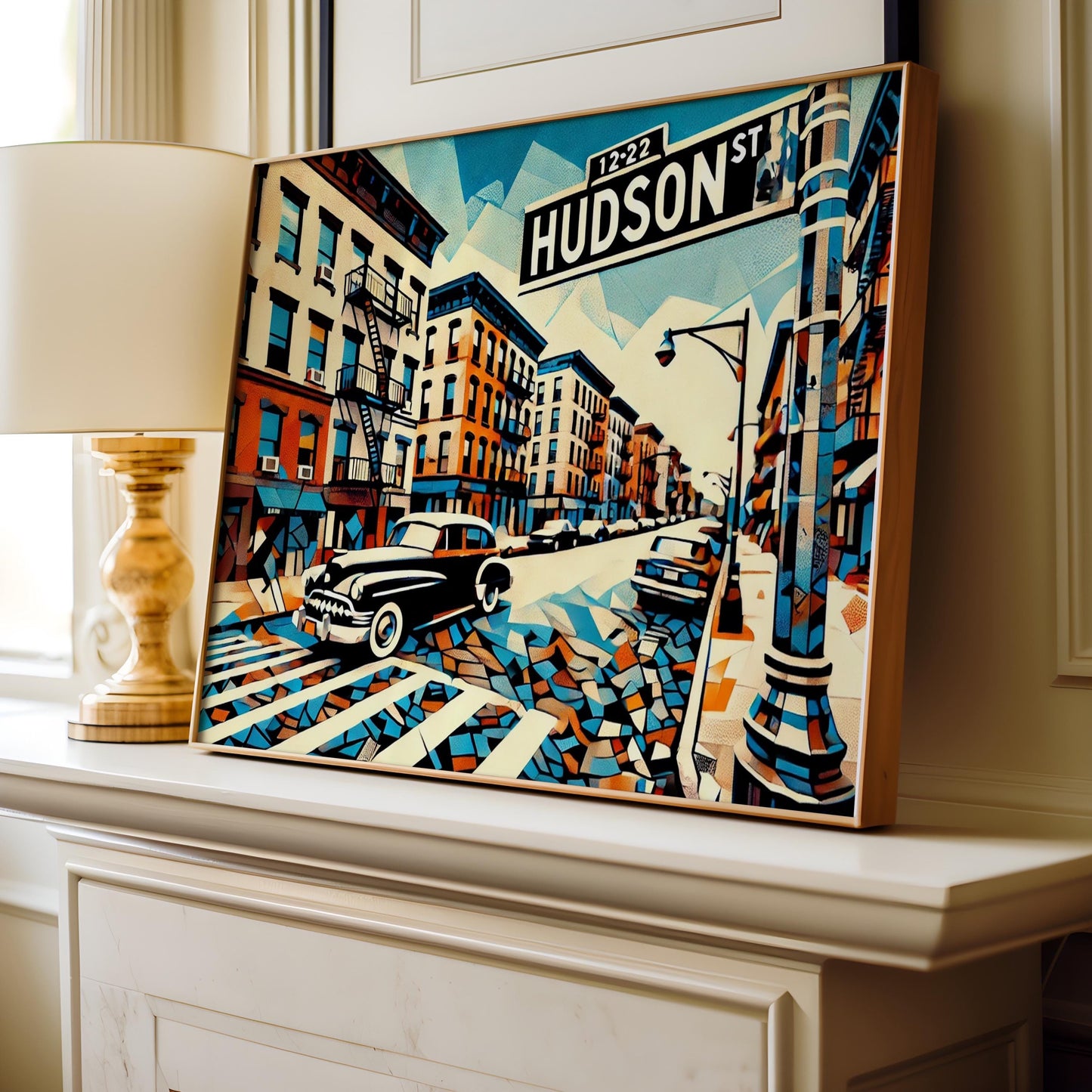 Hudson Street Wall Art Hoboken Cubism Print Jersey City Travel Poster Hudson County Gift Housewarming Decor