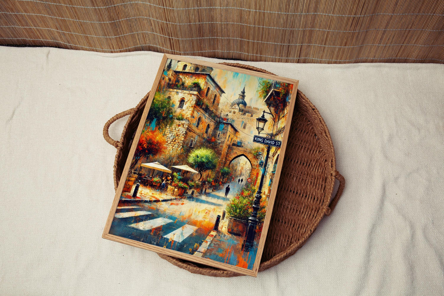 Wall Art King David Street Print Jerusalem Travel Poster Israel Gift Housewarming Artwork