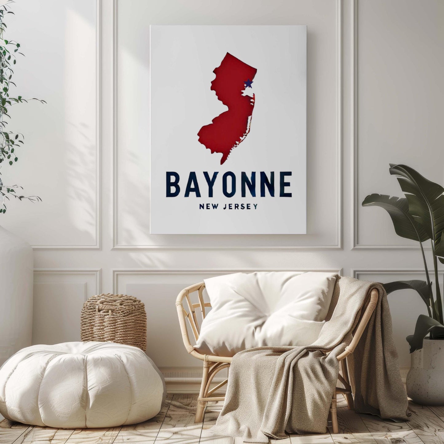 Bayonne Print New Jersey Wall Art Travel Decor NJ Artwork Housewarming Gift College Dorm Room Bayonne Map Poster