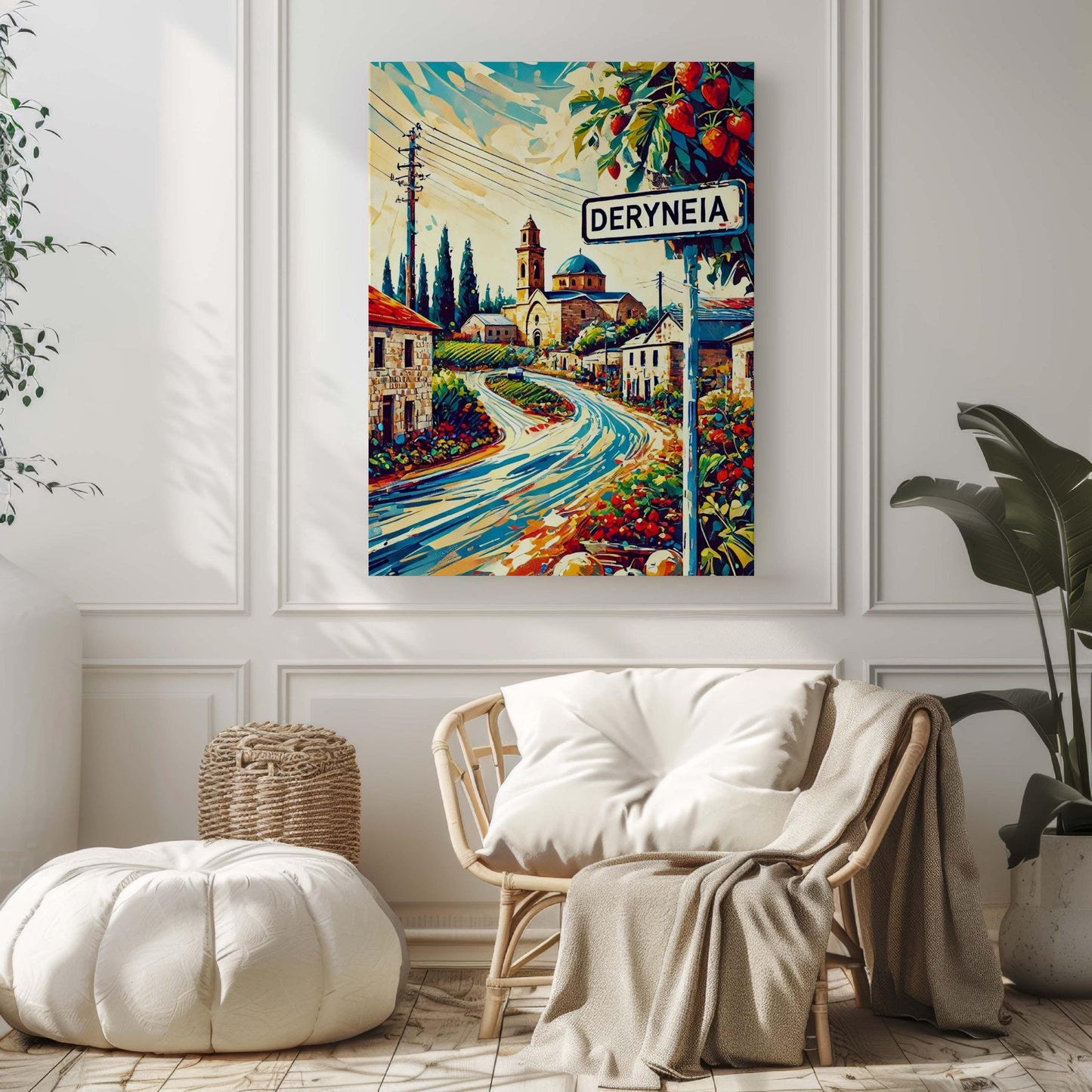 Deryneia Art Print – Cyprus Wall Art Poster, European Travel Gift, Housewarming Decor, Deryneia City Map, Modern Cyprus Home Accent