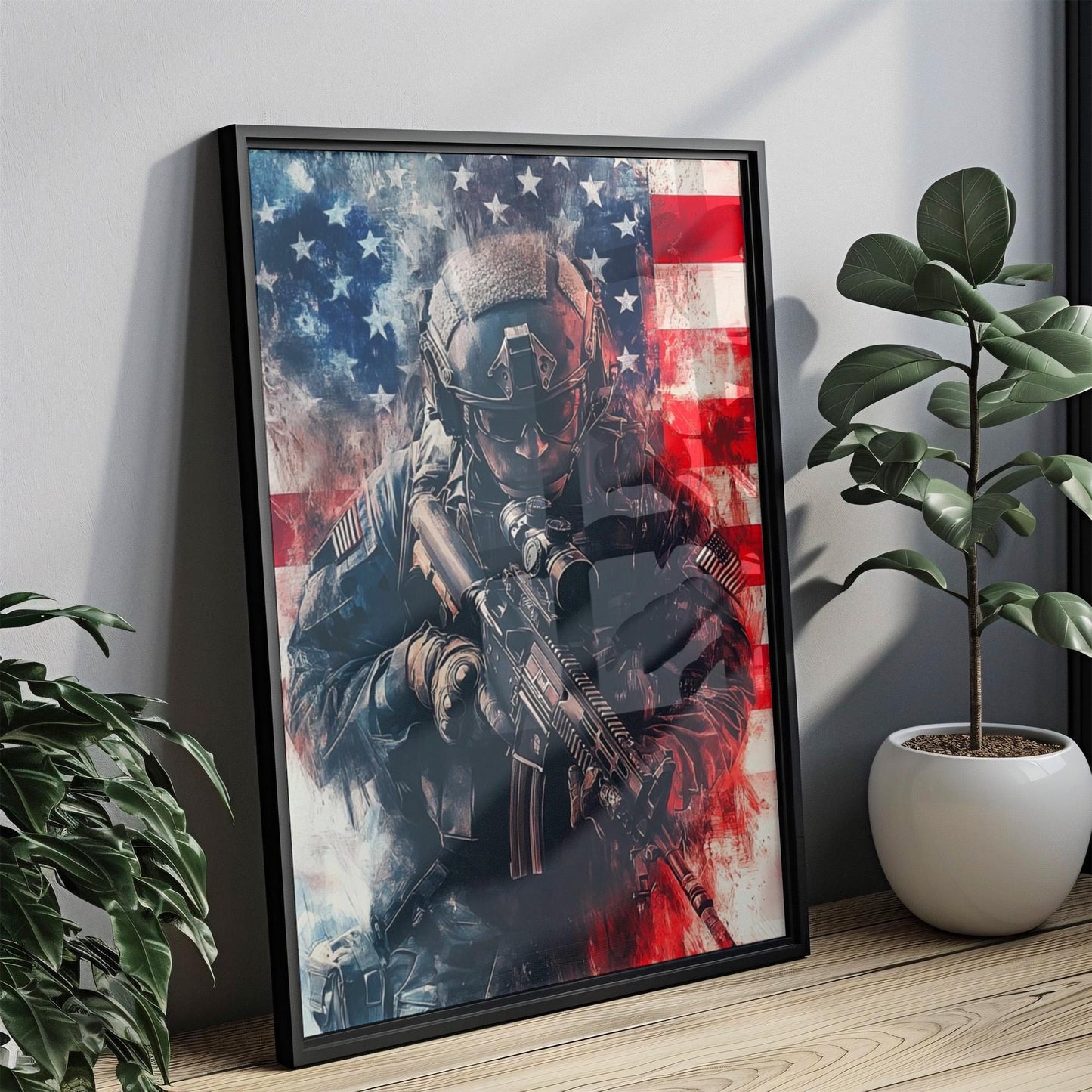 American Sniper Abstract USA Wall Art | Patriotic United States Poster for Home Decor | American Independence Artwork