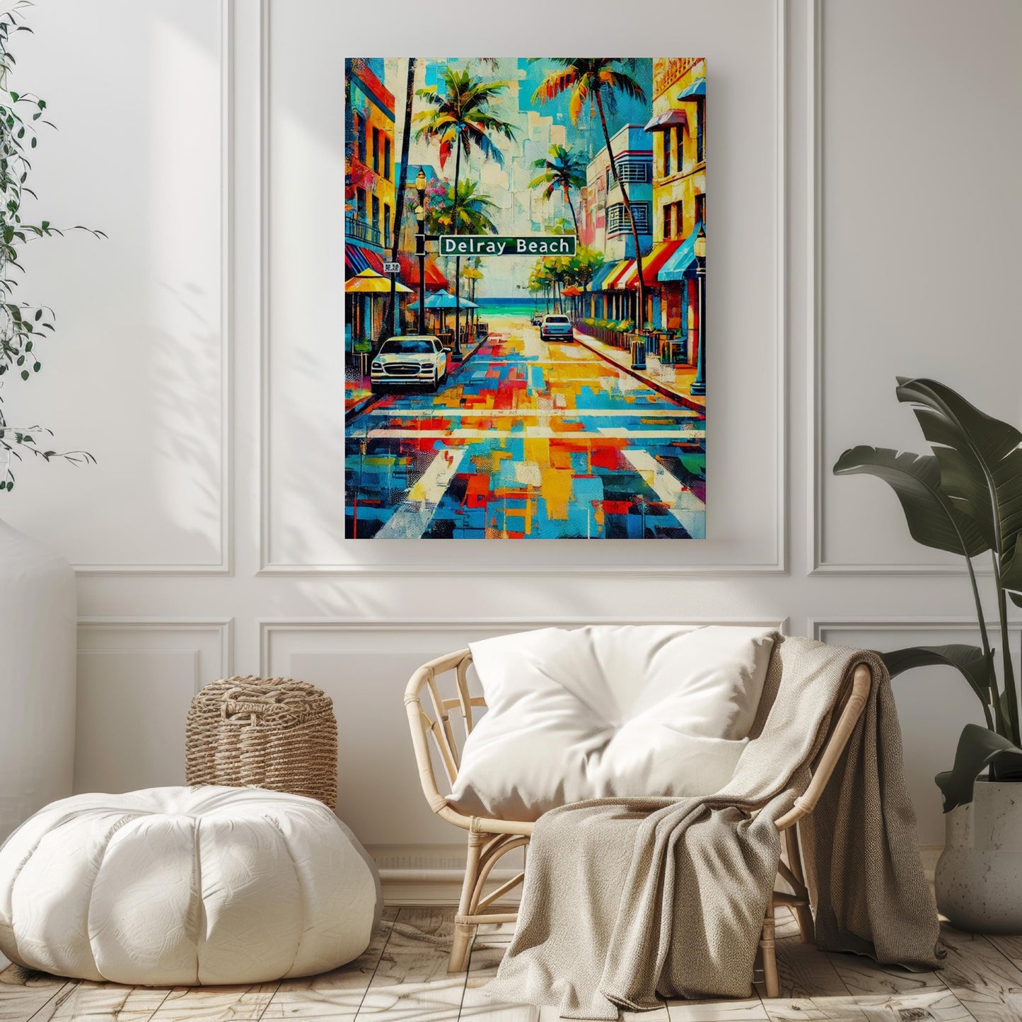 Florida Delray Beach Wall Art Print - Travel Poster, Florida Gift & Housewarming Decor, America Coastal Beach Art for Home or Office