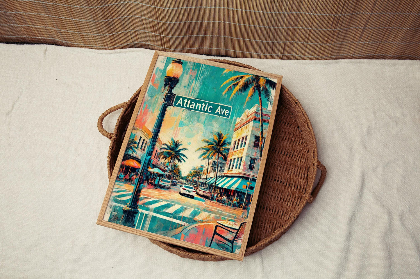 Wall Art Atlantic Ave Print Delray Beach Florida Travel Poster Beach Gift Housewarming Decor