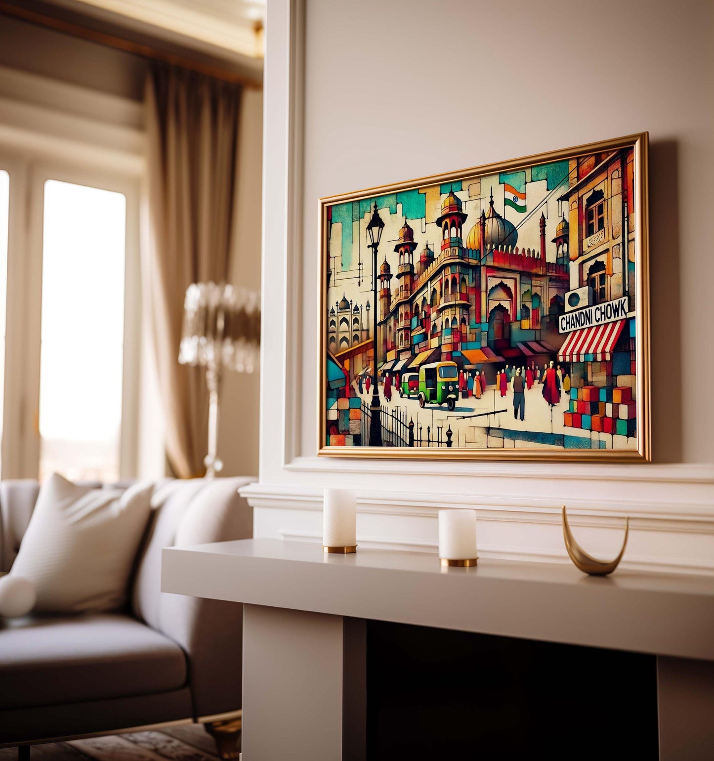 Chandni Chowk Wall Art Print – Vibrant Delhi Travel Poster, India Decor, Indian Gift & Housewarming Present