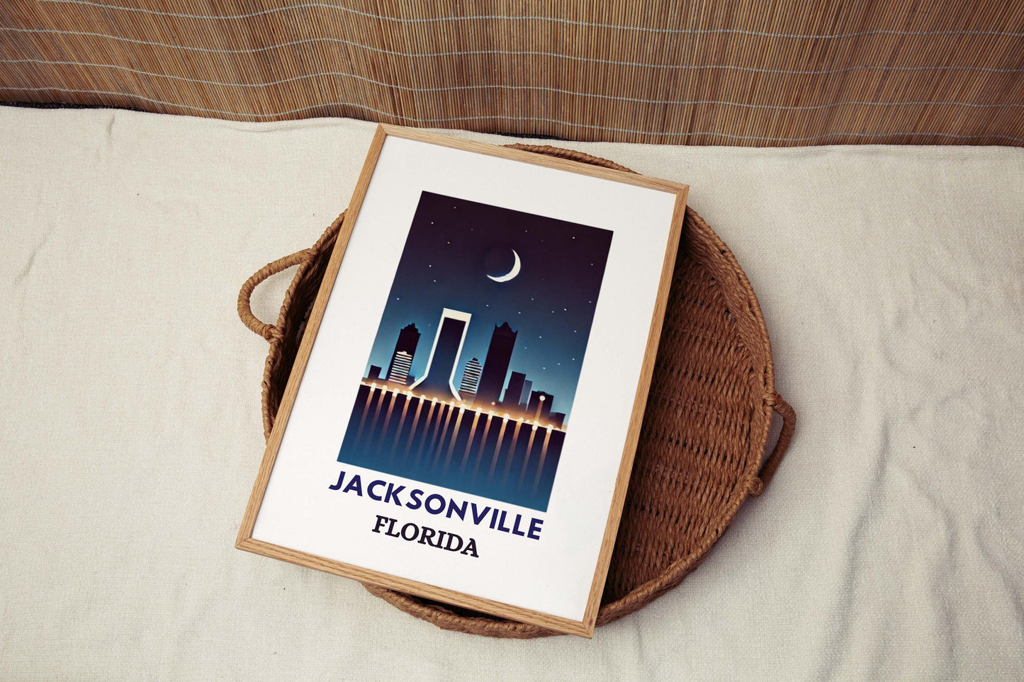 Jacksonville Print Wall Art, Florida Travel Decor, Housewarming & College Gift, Modern FL Art for Home, Jacksonville Map Poster