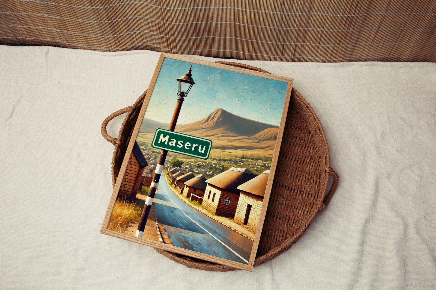 Lesotho Print Travel Poster Wall Art African Souvenir Modern Lesotho Map Design Housewarming Gift Decor