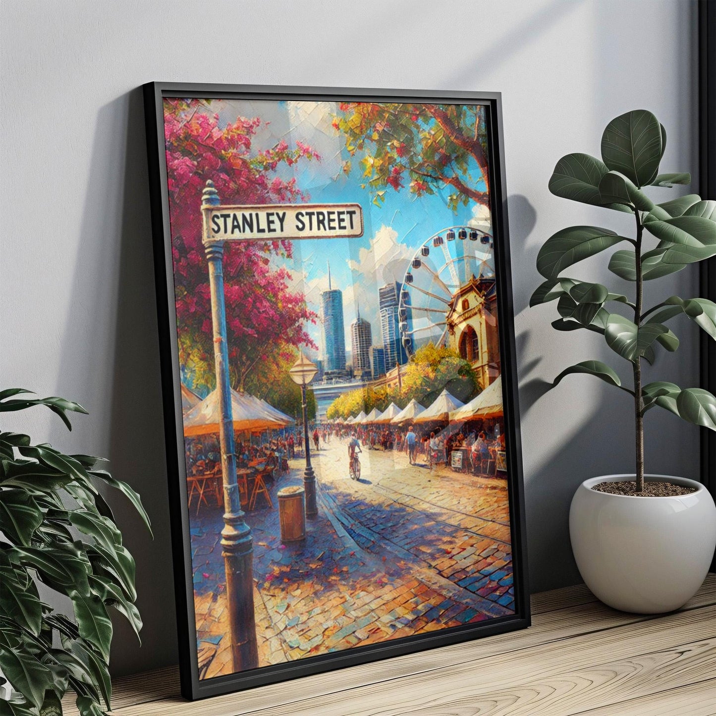 Brisbane Stanley St Wall Art Print - Modern Travel Poster & Street Map, Australia Decor, Housewarming Gift, Cityscape Home Wall Art