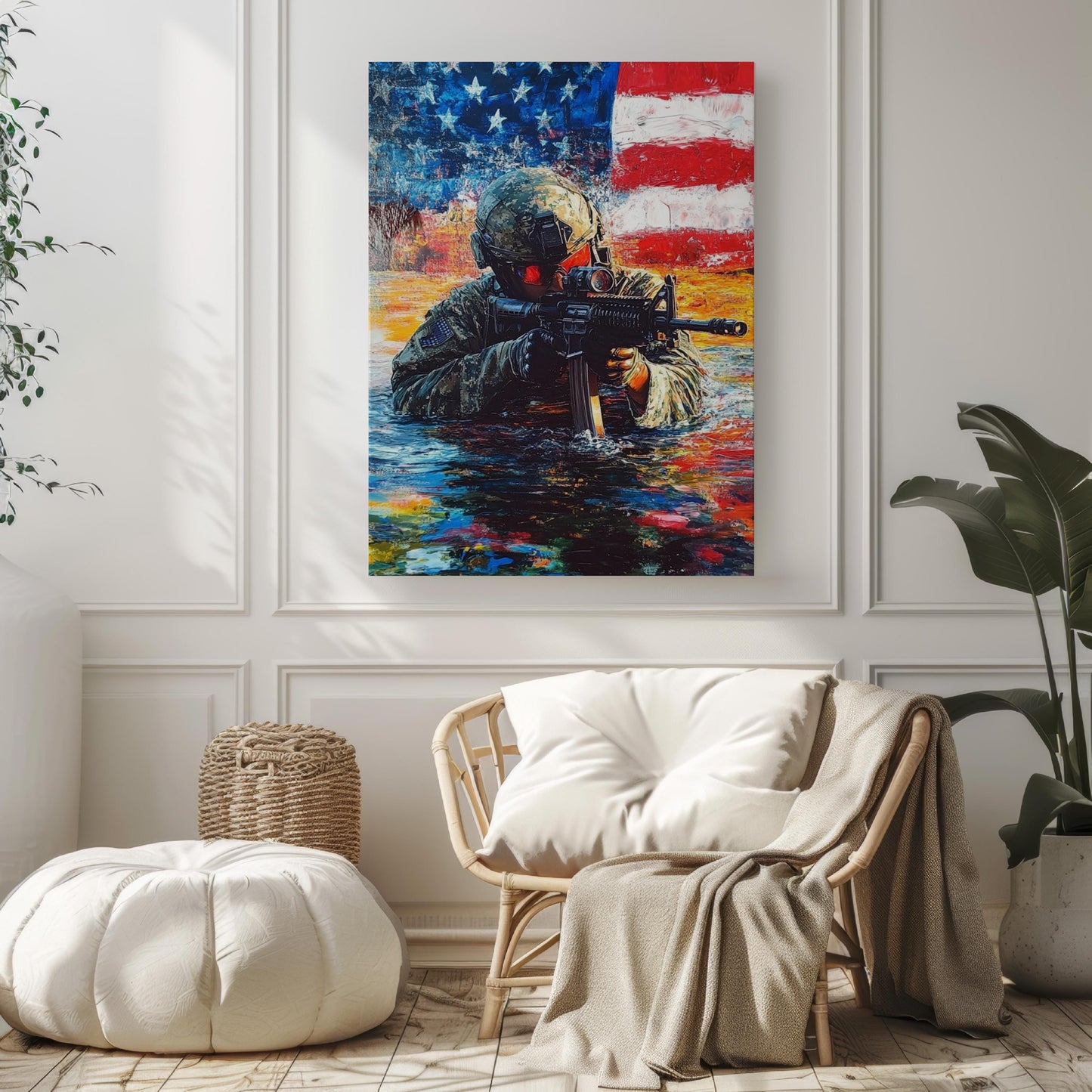 American Sniper Art Print | Abstract Patriotic USA Wall Art | United States Independence Poster for Home Decor