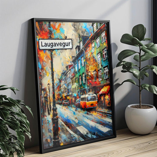 Laugavegur Wall Art Print – Reykjavik Iceland Travel Poster, Scandinavian Home Decor, Icelandic Gift, Housewarming Art, Adventure Map