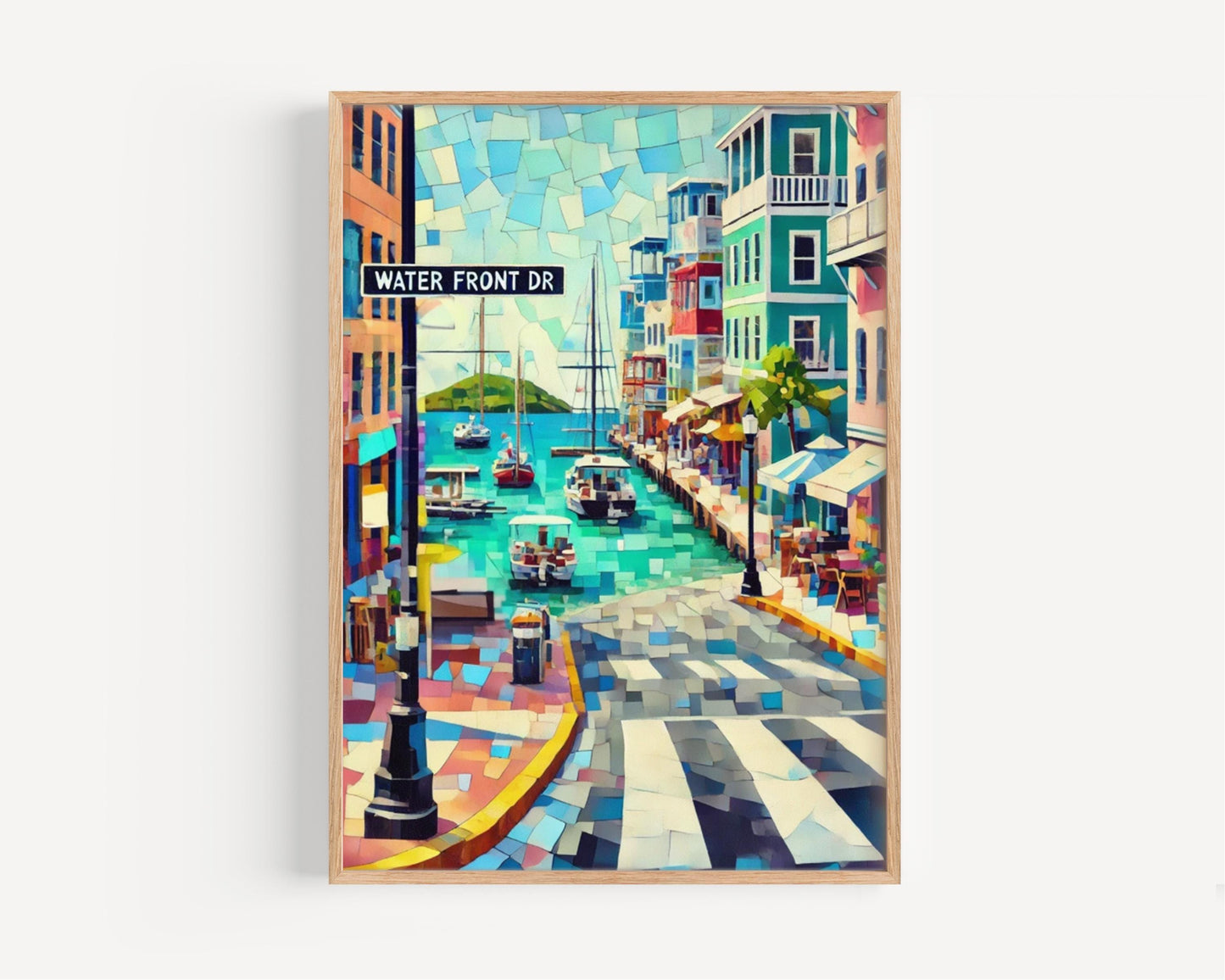 Road Town Waterfront Dr Wall Art Print β Caribbean Travel Poster, Road Town Gift, Housewarming Decor, Coastal Wall Art