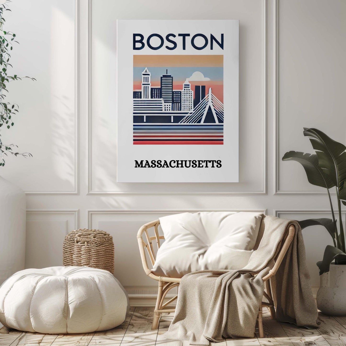 Boston Print Massachusetts Wall Art Travel Decor Housewarming Gift College Dorm MA Poster