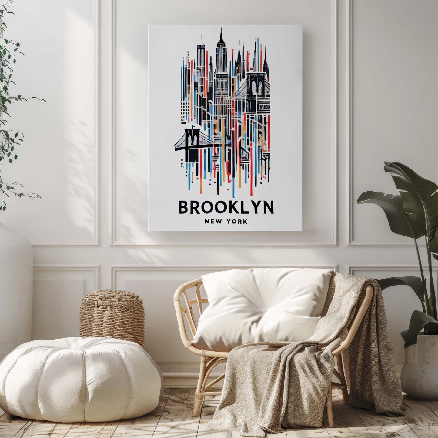 Brooklyn Print Wall Art - New York City Travel Decor, NYC Gift, Housewarming & College Room Art, Modern Brooklyn Map Poster