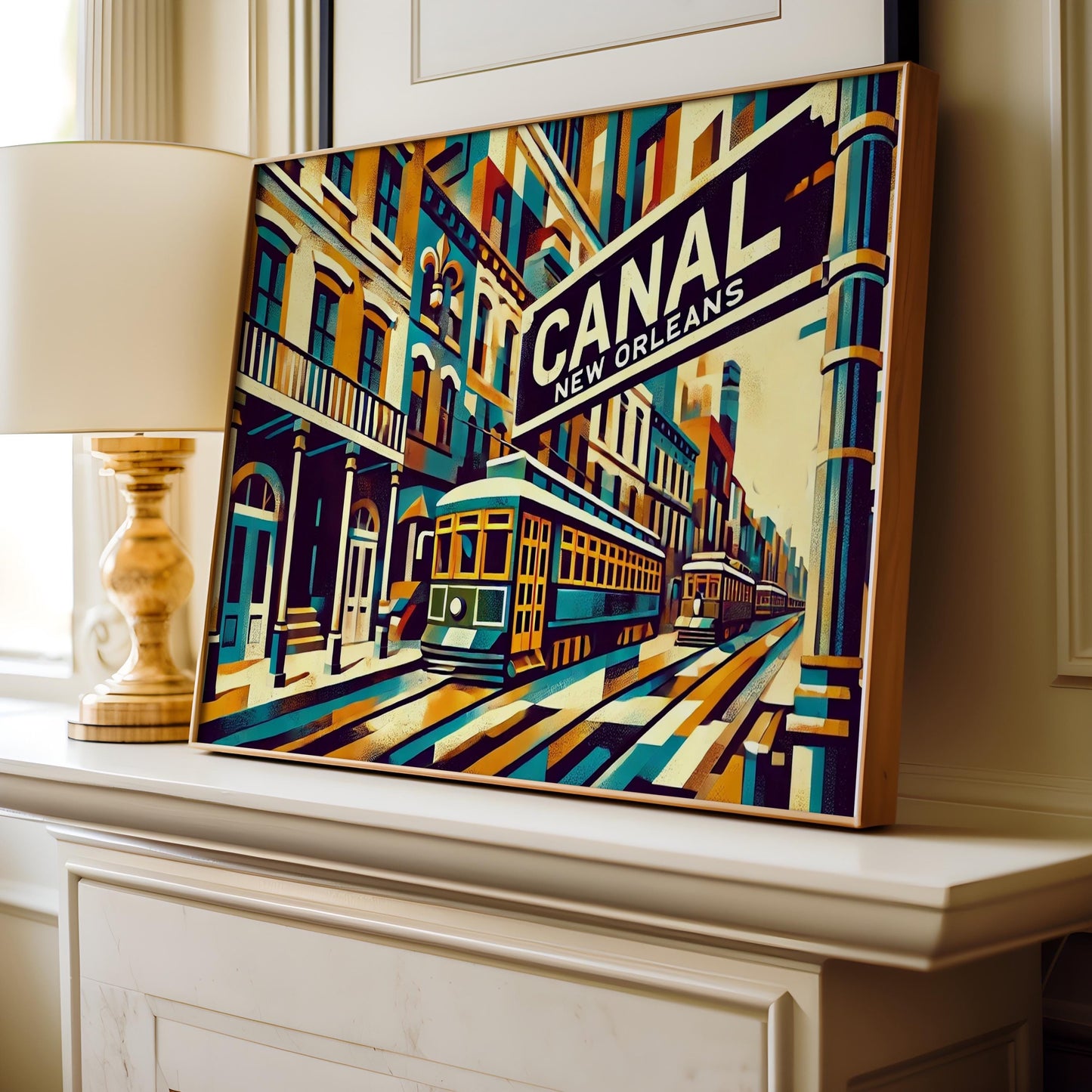 Canal Street Wall Art Cubism Print – Louisiana Travel Poster, New Orleans Gift & Housewarming Decor