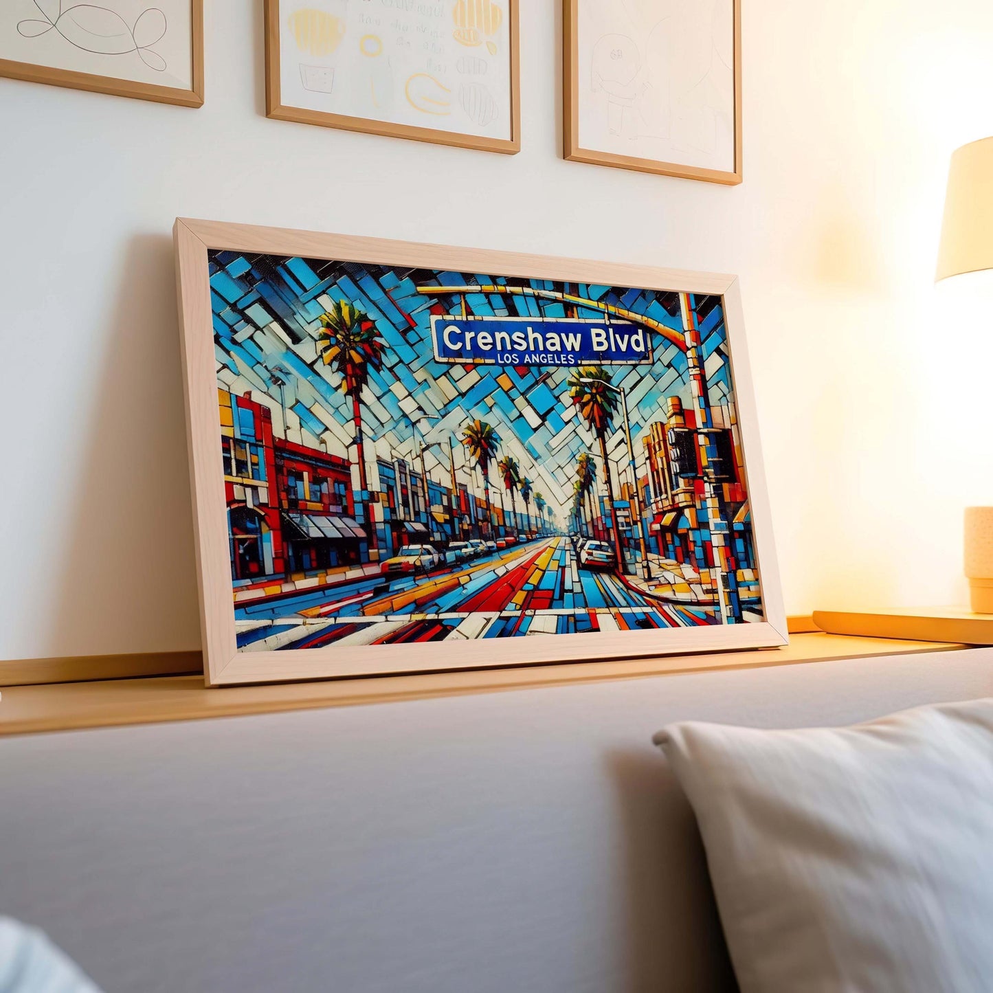 Crenshaw Boulevard Wall Art Print - Los Angeles Travel Poster, CA Gift, Housewarming Decor, Modern LA Street Map Illustration