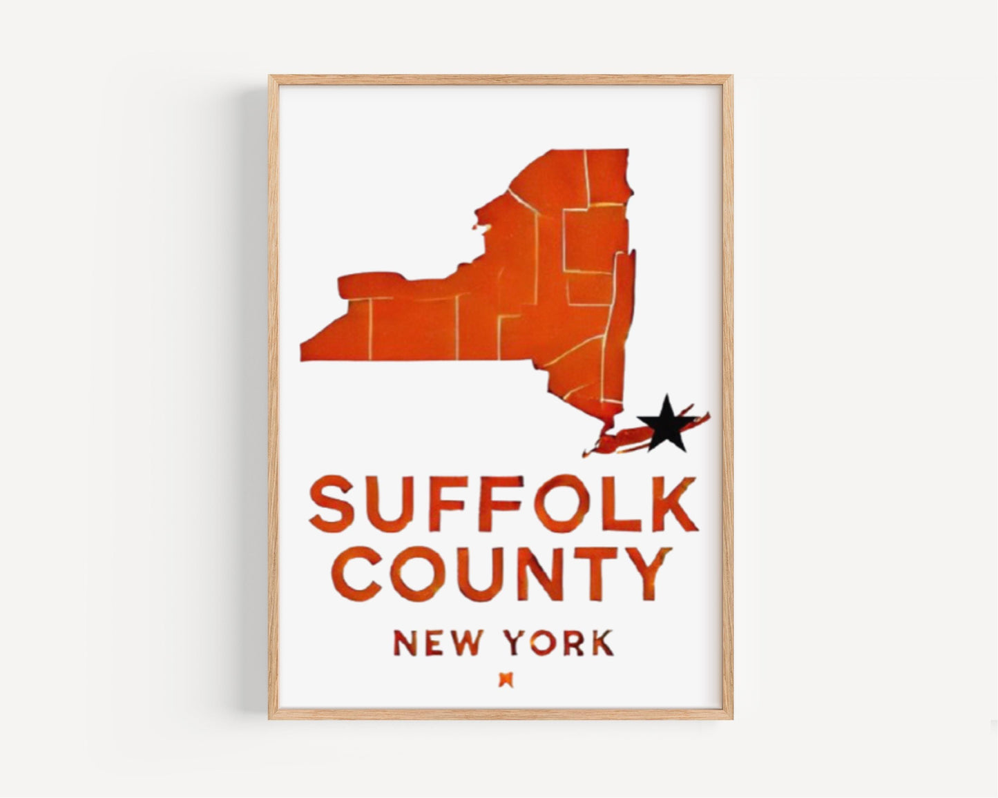 New York Suffolk County Wall Art Print – Travel Map Home Decor, NY Gift, College Dorm & Housewarming Artwork