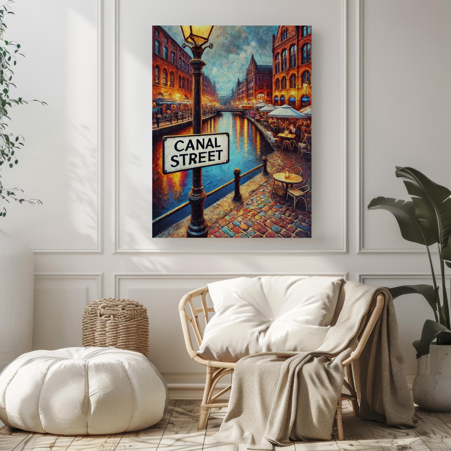 Manchester Canal St Wall Art Print - Travel Poster & England Gift, Manchester Cityscape, Housewarming Decor, UK Travel Art