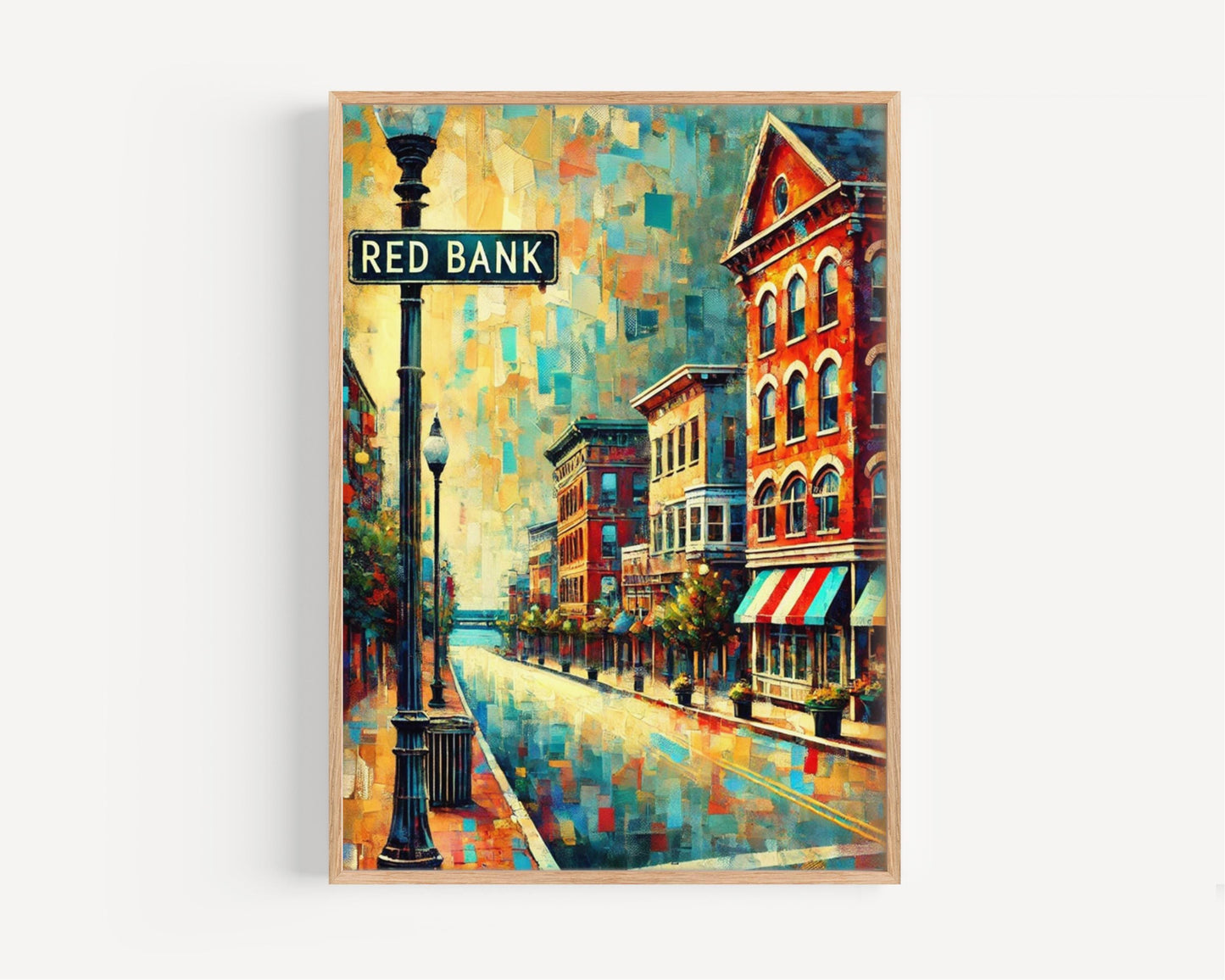 Wall Art Red Bank Print New Jersey Travel Poster Home Decor USA Gift Housewarming American Art
