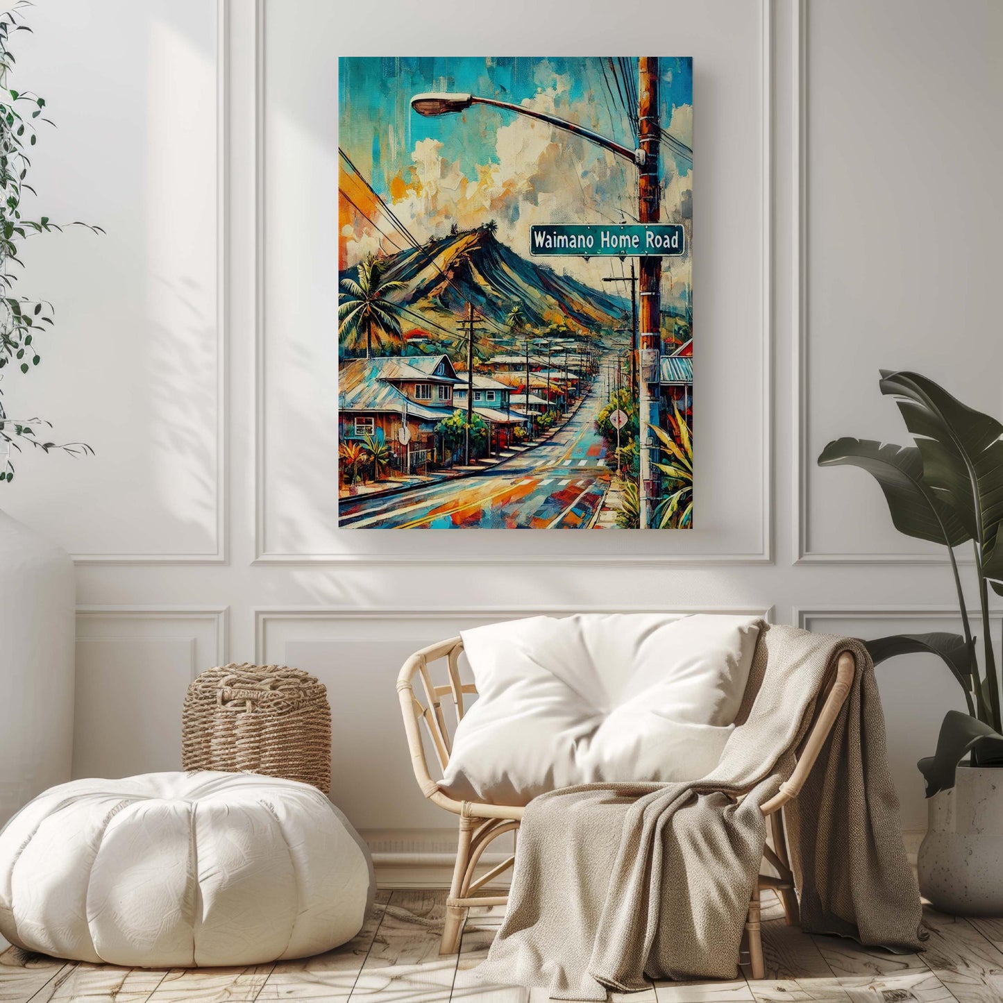 Waimano Home Road Wall Art - Oahu Travel Print & Hawaii Poster, Honolulu Gift, Housewarming Decor, Tropical Home Artwork