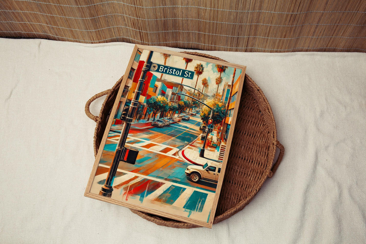 Orange County Bristol St Wall Art - California Travel Print, Orange & White Street Poster, Housewarming Gift, Coastal California Decor