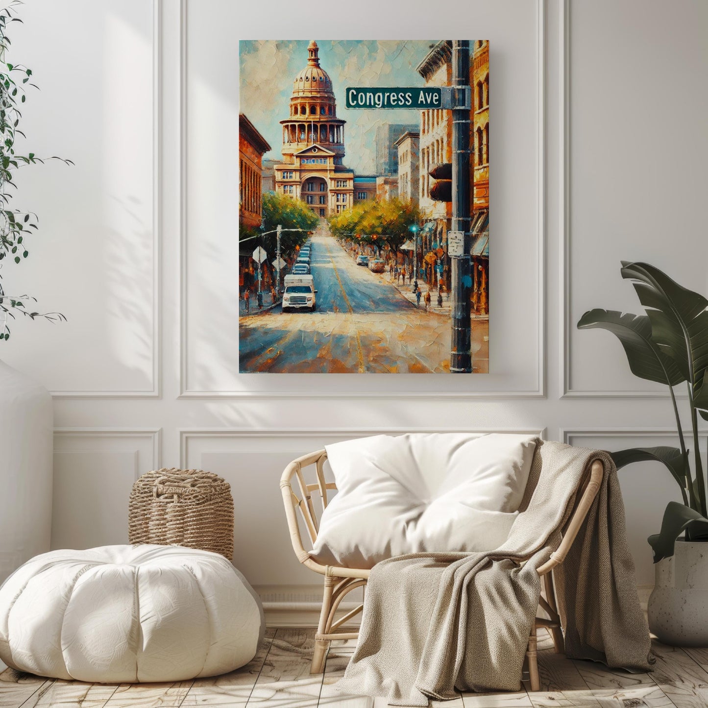 Texas Congress Ave Wall Art Print - Austin Travel Poster, Texas Gift, Housewarming Decor, Modern Texas Artwork for Home or Office