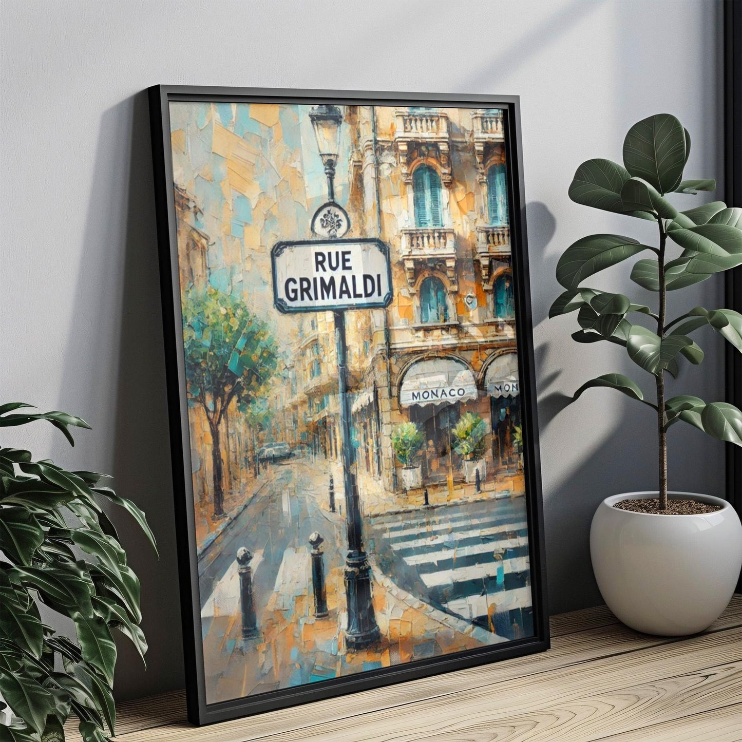Rue Grimaldi Wall Art, Monaco Print, Travel Poster, Mediterranean Coastal Charm, French Riviera Decor, Personalized Gift