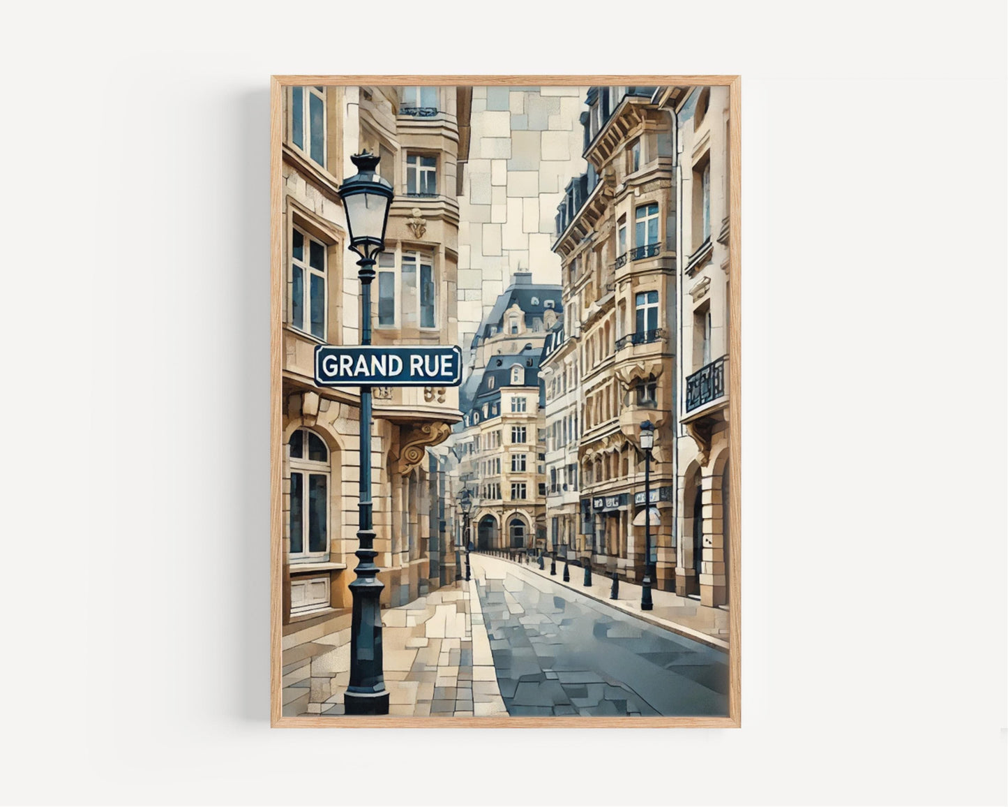 Luxembourg Art Grand Rue Wall Art Print – European Travel Poster, Luxembourg Gift, Housewarming & Souvenir Decoration