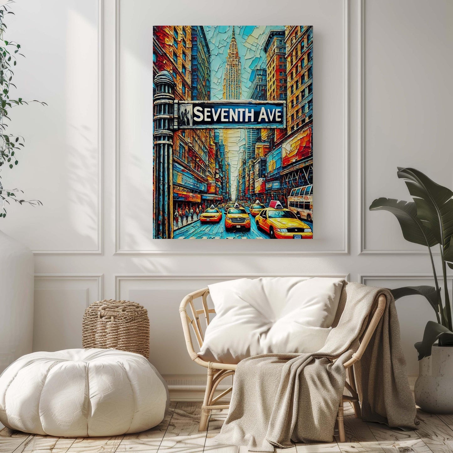 Seventh Avenue Wall Art Print - Manhattan NYC Travel Poster, New York City Gift & Housewarming Artwork Decor