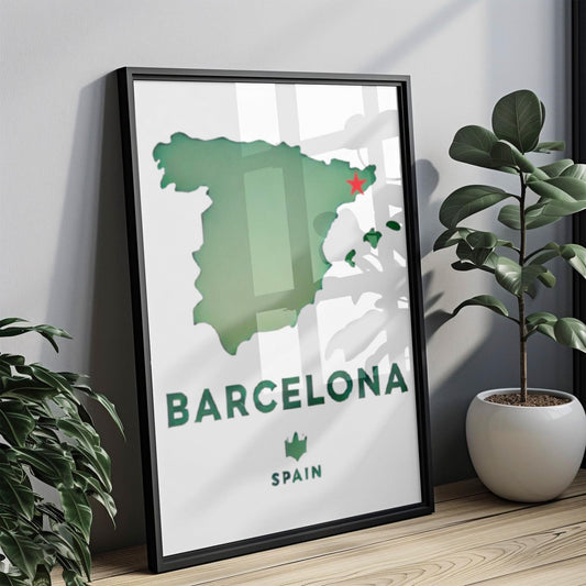 Barcelona Wall Art Print – Spain Travel Decor, Barcelona Gift, College Dorm Artwork, Housewarming & Home Decoration Poster