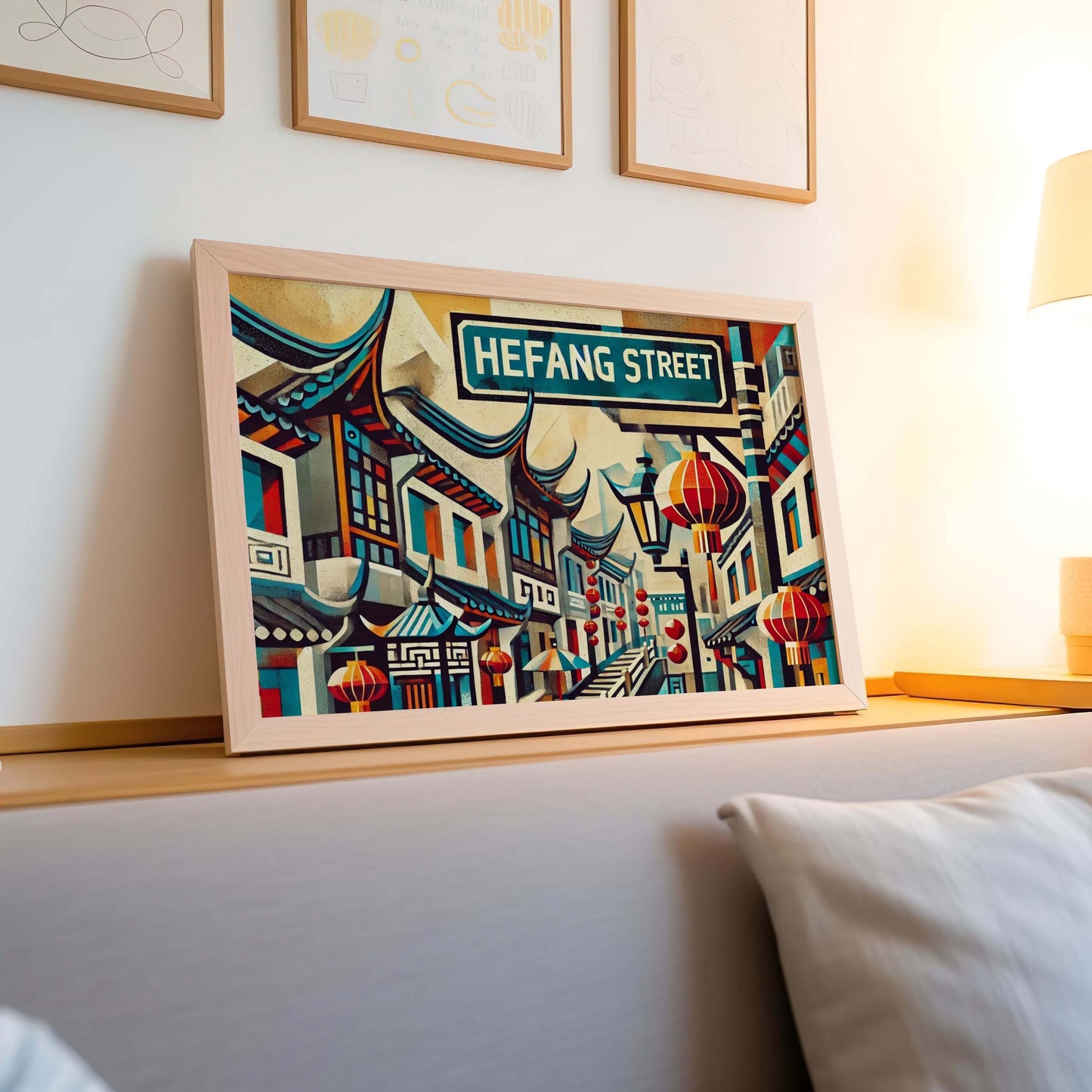 Hefang Street Print - Hangzhou Art Wall Decor, Travel Poster, Housewarming Gift, Chinese Street Scene Artwork