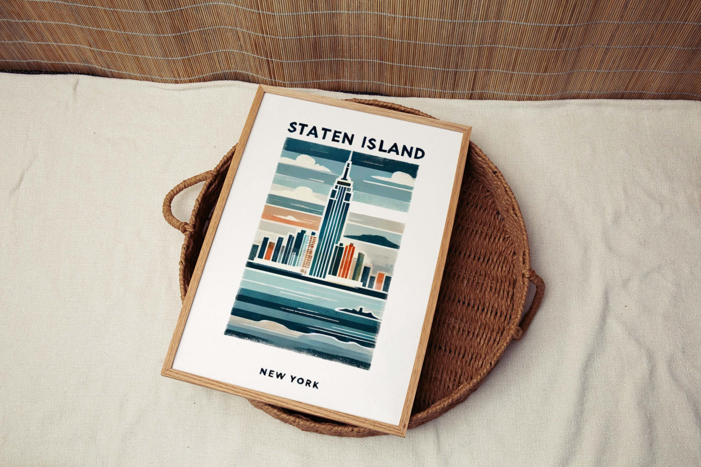 Staten Island Print Wall Art - NYC Travel Decor, New York City Gift, Modern Home & College Dorm Poster, Housewarming Wall Art
