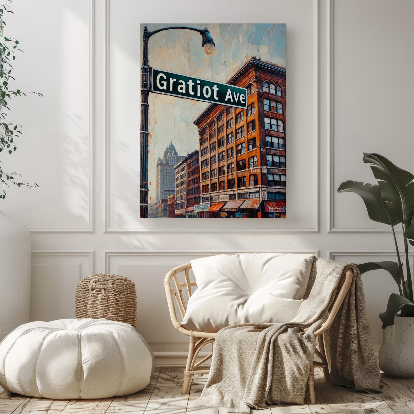Detroit Gratiot Ave Wall Art - Michigan Travel Print, Detroit Gift & Decor, Housewarming Poster, City Map Illustration