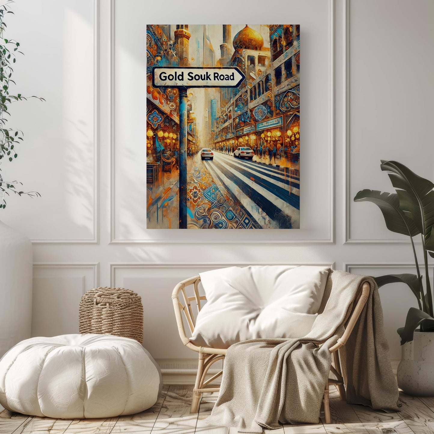 Gold Souk Road Wall Art - Dubai Travel Print, UAE Souvenir & Housewarming Gift, Gold Souk Rd Poster, Dubai Art Decor, UAE Gift Idea