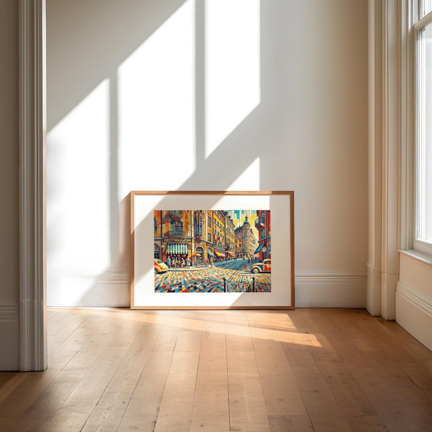 Drottninggatan Wall Art Print - Sweden Travel Poster, Scandinavian Home Decor, Housewarming Gift, Drottninggatan Sweden Map Art