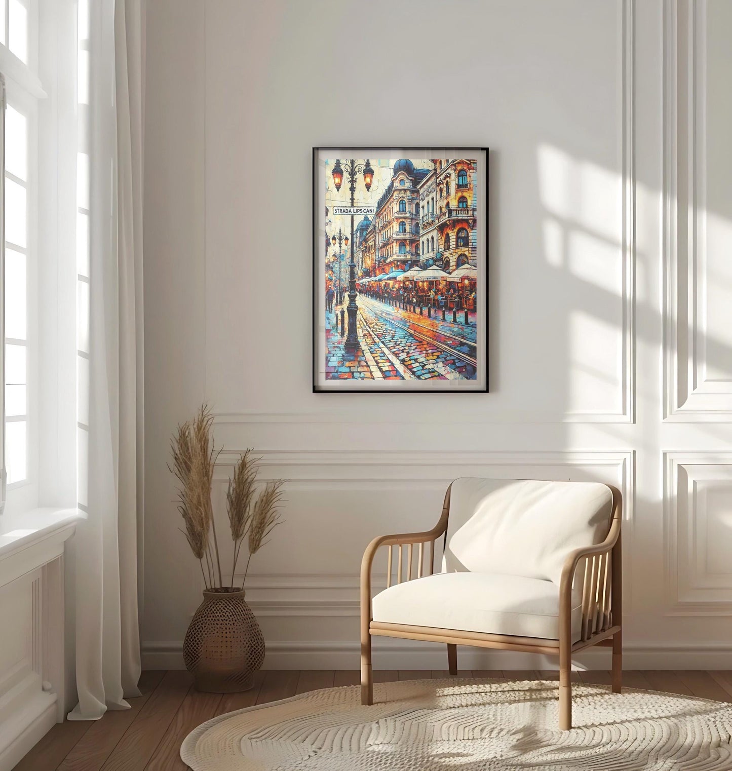 Strada Lipscani Wall Art Print - Vintage Bucharest Travel Poster, Romania Gift & Housewarming