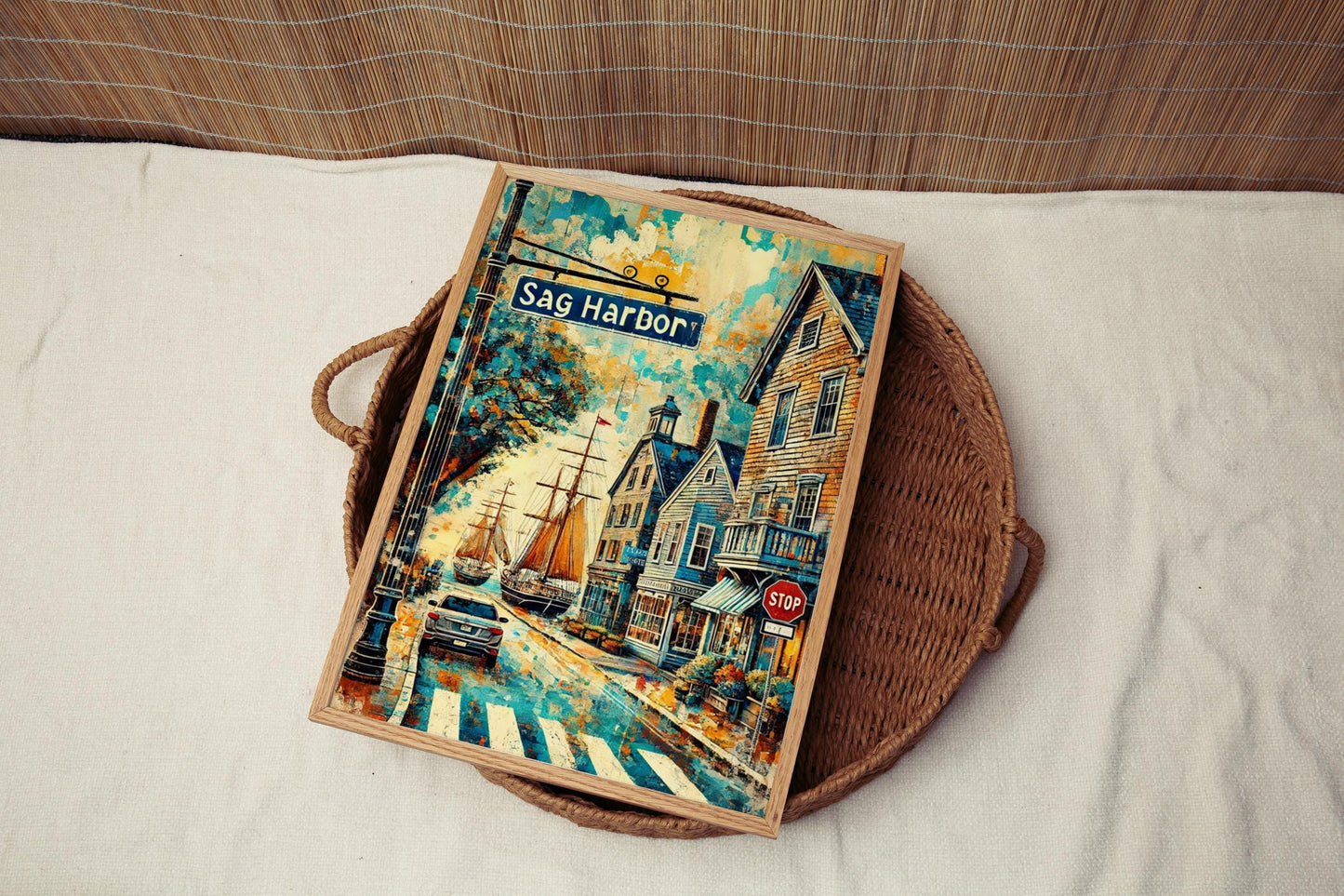 New York Sag Harbor Wall Art Print, Travel Poster, American Art Decor, New York Gift, Housewarming Present, Coastal Home Decoration